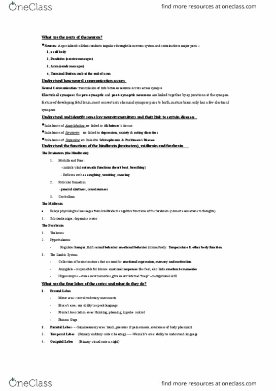 PSY 12000 Chapter Notes - Chapter Chapter 3: Substantia Nigra, Auditory Cortex, Phineas Gage thumbnail